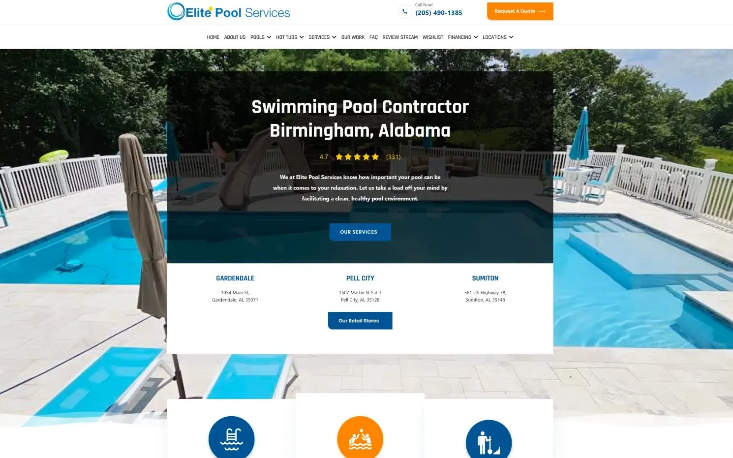 Náhled webu Elite Pool Services