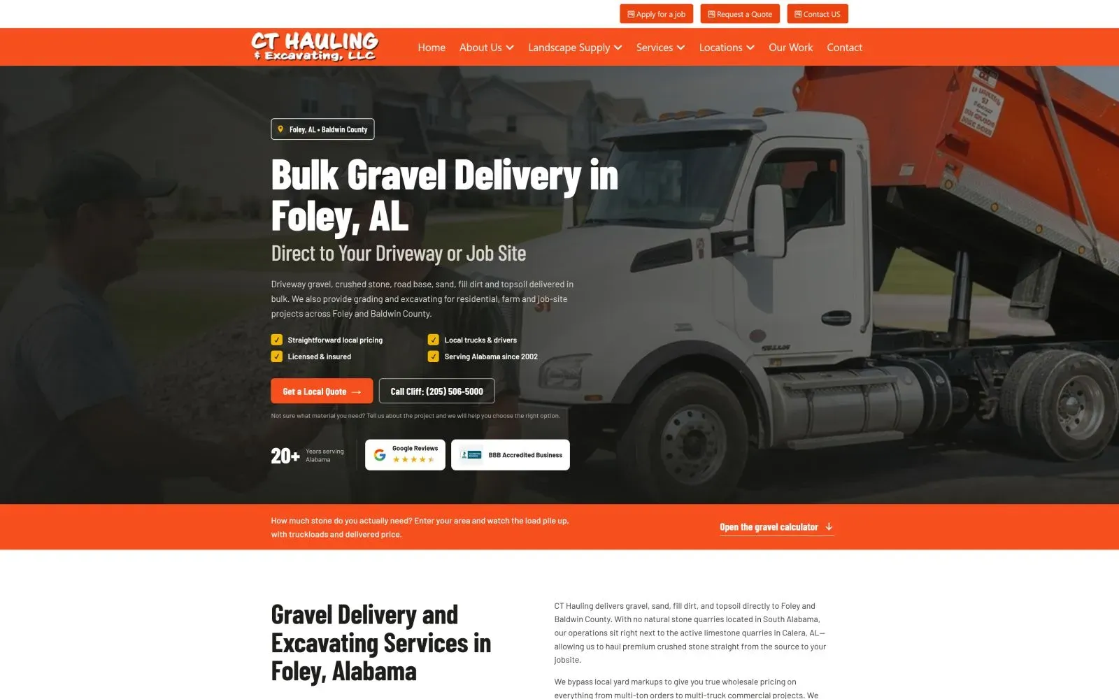 Náhled webu CT Hauling and Excavating, LLC